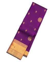 Dark Purple Handloom Kanchipuram Silk Saree With Yazhi Buttas-KA12378