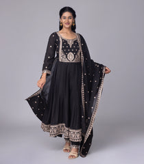 Black Festive Embroidered Anarkali Set-RC5584
