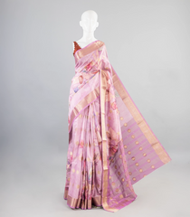 Lavender Woven Art Tussar Saree With Printed Floral Motifs-BL3967