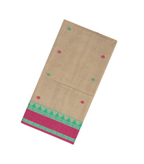 Taupe Handloom Bengal Cotton Saree With Diamond Buttas
