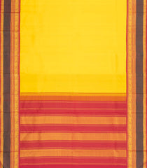 Yellow Handloom Korvai Kanchipuram Silk Saree With Crimson Border-KA15326