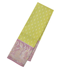 Lime Green Handloom Kanchipuram Silk Saree With Bharatanatyam Border - KA14650