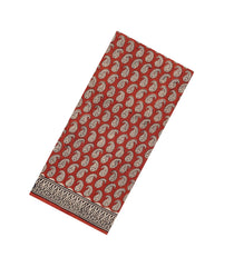 Rust Printed Jaipur Cotton Saree With Contrast Border-JC1831