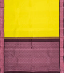 Neon Green Handloom Korvai Kanchipuram Silk Saree With Contrast Border-KA15365