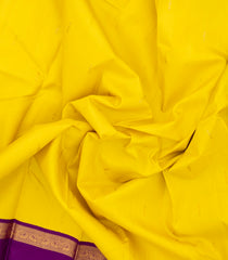 Lemon Yellow Handloom Korvai Kanchipuram Silk Saree With Zari Buttas -KA14027