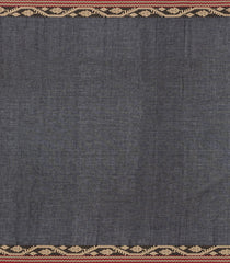 Black Handloom Bengal Cotton Saree With Floral Buttas-BG1619