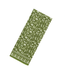 Green Printed Jaipur Cotton Saree With Printed Tribal Motifs-JC1771