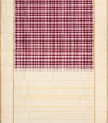 Burgundy Handloom Korvai Kanchipuram Silk Saree With Checks-KA15513
