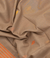 Beige Handloom Bengal Cotton Saree With Floral Buttas-BG1684