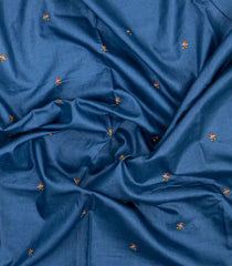 Blue Embroidered Tussar Silk Saree With Meena Floral Embroidery-TU3721