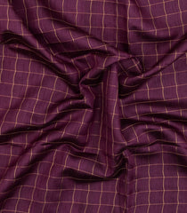 Burgundy Handloom Dupion Silk Saree With Checks & Printed Pallu-DS0596