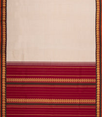 Off White Handloom Korvai Kanchipuram Silk Saree With Stripes -KA14719