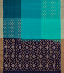 Turquoise Handloom Soft Silk Saree With Floral Jaal Motifs-SO4541