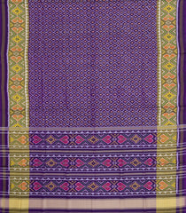 Violet Handloom Rajkot Patola Ikat Silk Saree With Tie & Dye Motifs-IK0519