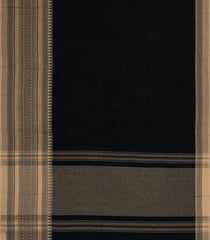 Black Woven Bengal Cotton Saree With Contrast Border-BG1897