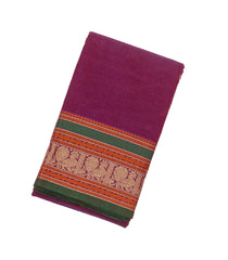 Pink Handloom Kanchi Cotton Saree With Parrot Buttas