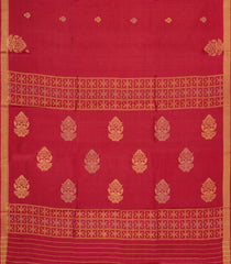 Red Woven Tussar Silk Saree With Peacock Buttas-TU3274