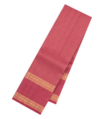 Chesnutt Pink Handloom Kanchipuram Silk Saree With Zari Checks-KA16147