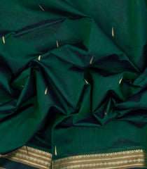 Dark Green Handloom Silk Cotton Saree With Jasmine Bud Buttas-SC4099
