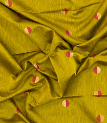 Olive Green Handloom Maheswari Silk Cotton Saree With Buttas-SC4157