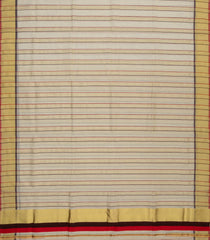 Off White Handloom Kerala Cotton Saree With Meena Stripes-KEC1065