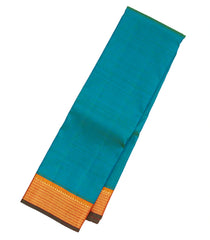 Cyan Handloom Kanchipuram Silk Saree With Contrast Border-KA12856
