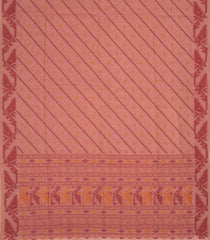 Dusty Peach Woven Bengal Cotton Saree With Floral Motifs-BG1431