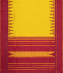 Lemon Yellow Handloom Korvai Kanchipuram Silk Saree With Contrast Silk Temple Border-KA16841