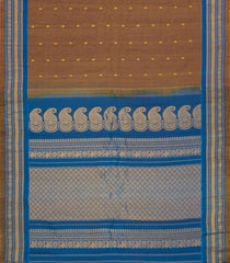 Dark Beige Handloom Gadwal Silk Cotton Saree With Buttas-GA0416