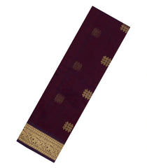 Dark Maroon Handloom Kanchi Cotton Saree With Kolam Buttas-KC1832