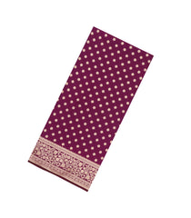 Burgundy Woven Blended Satin Saree With Floral Zari Motifs-BL5997