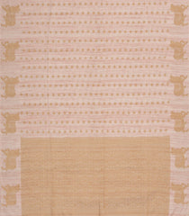 Taupe Woven Art Chanderi Cotton Saree With Cow Motifs-BL4705