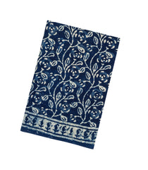 Indigo Woven Jaipur Cotton Saree With Printed Floral Vine Motifs-JC1421