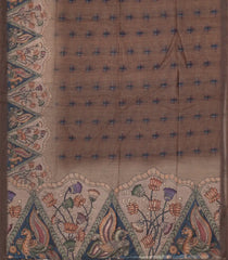 Brown Woven Art Chanderi Saree With Printed Floral Motifs-BL3938