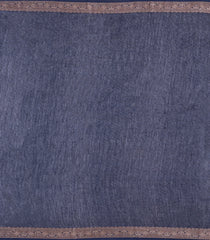 Navy Blue Printed Chanderi Cotton Saree With Contrast Zari Border-CC1675