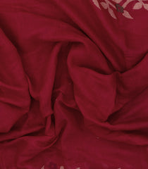 Crimson Printed Synthetics Linen Saree With Floral Motifs-BL5239