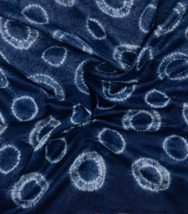 Indigo Printed Chanderi Cotton Saree With Zari Border-CC1528