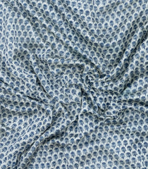 Blue Printed Chanderi Cotton Saree With Zari Border-CC1523