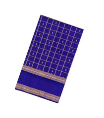 Violet Handloom Silk Cotton Saree With Checks & Buttas-SC4744