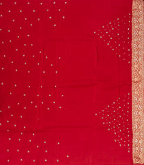Red Woven Crepe Saree With Brocaded & Embroidery Floral Motifs-EN1680