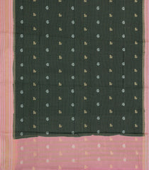 Bottle Green Woven Blended Viscose Saree With Zari Checks & Buttas -BL5582