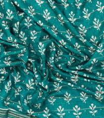 Aquamarine Printed Synthetic Dola Silk Saree With Zari Border-BL5059