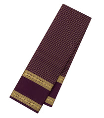 Burgundy Handloom Kanchipuram Silk Saree With Zari Checks-KA15129