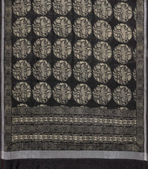 Indigo Printed Chanderi Cotton Saree With Bird Motifs & Sequin Work-CC1437