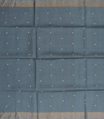 Taupe Handloom Tussar Silk Saree With Printed Floral Motifs-TU2607