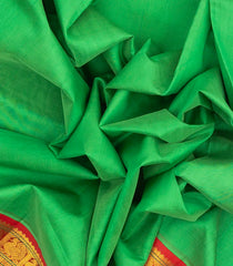 Light Green Handloom 9 Yards Korvai Silk Cotton Saree With Contrast Border-SC3742