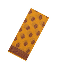 Mustard Woven Tussar Silk Saree With Floral Motifs-TU3146