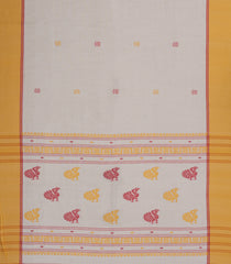 Off White Handloom Bengal Cotton Saree With Floral Buttas-BG1781