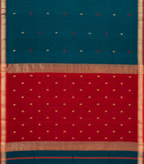 Teal Handloom Maheswari Silk Cotton Saree With Buttas-SC4127