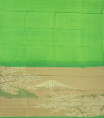 Green Handloom Kanchipuram Silk Saree With Poppyseed Checks